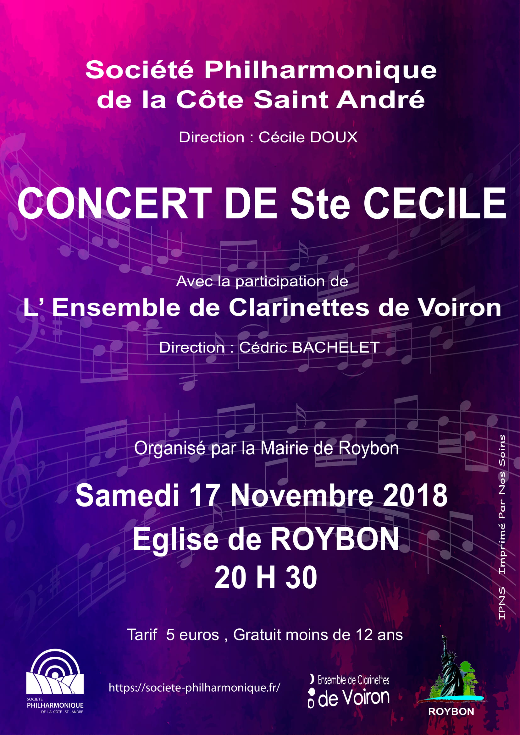Concert de la Sainte Cécile le 17 Novembre